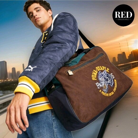 PUMA x STAPLE Messenger Bag Vintage Varsity Embroidered Duffel School Travel - Picture 2 of 11